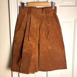 Vintage Suede Pleated High Rise Shorts XXS